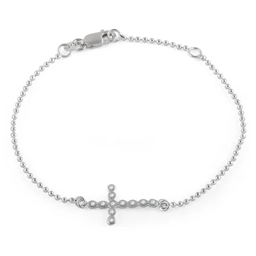 sprig cuff bracelet-Sterling Silver Cross Bead Bracelet