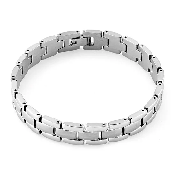 gleaming charm bracelet-Stainless Steel Block Link Bracelet