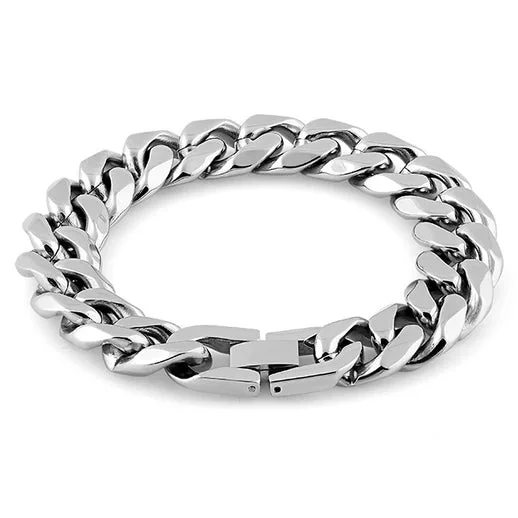 interlocked gold bracelet-Stainless Steel Flat Curb Link Bracelet