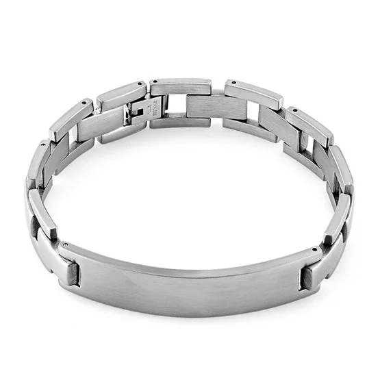 silver coil bracelet-Stainless Steel ID Link Bracelet