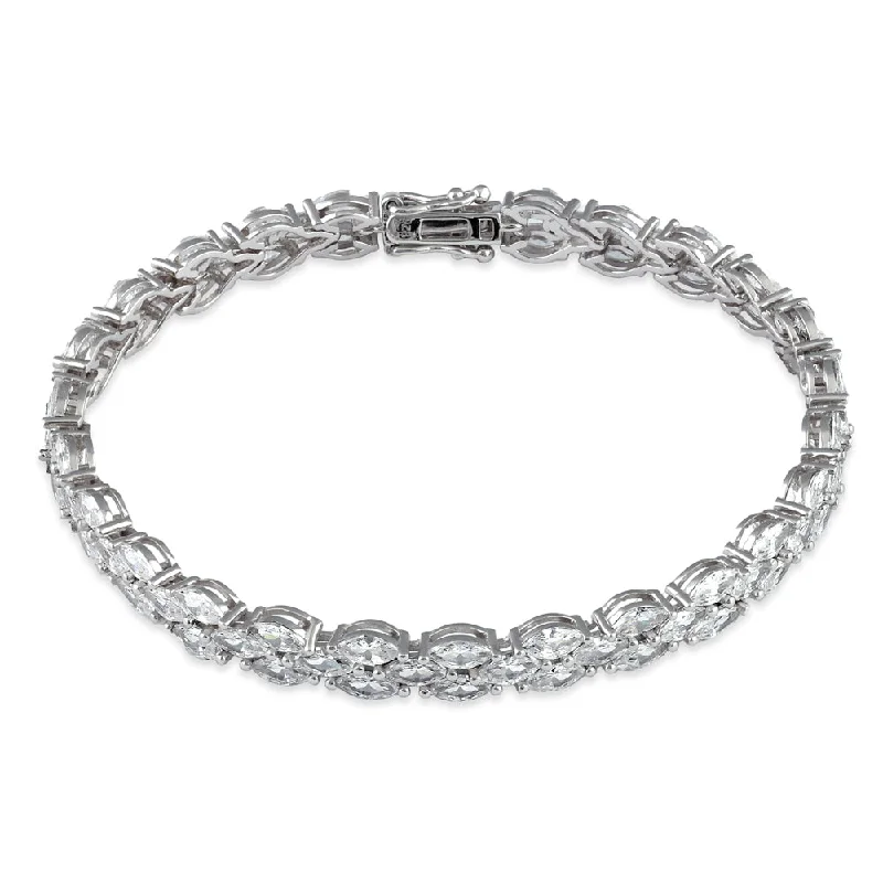 sturdy gemstone bracelet-Sterling Silver Bridal CZ Bracelet