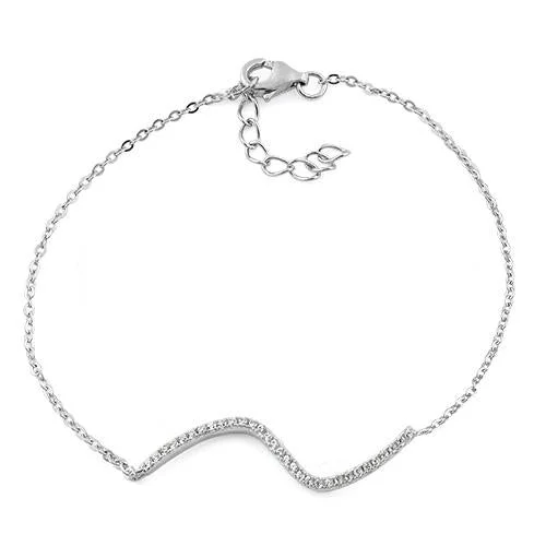 chunky silver bracelet-Sterling Silver Cascading Wave Clear CZ Bracelet