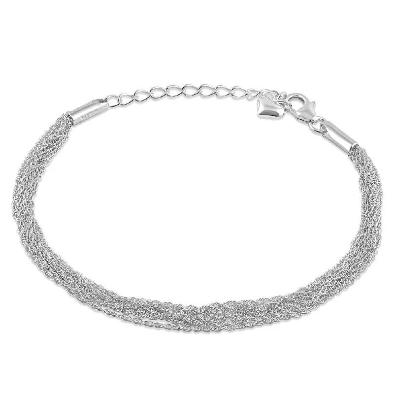 astral star bracelet-Sterling Silver Chain Links Heart Charm Bracelet