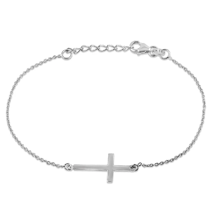 slender gold bracelet-Sterling Silver Cross Bracelet