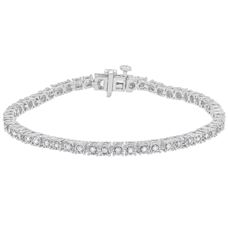 sturdy statement bracelet-Sterling Silver Diamond Tennis Bracelet for Women, 1/2 Carat Total Weight