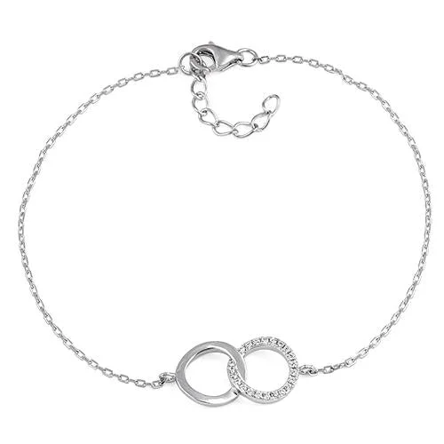 adaptable infinity bracelet-Sterling Silver Double Link Circles CZ Bracelet