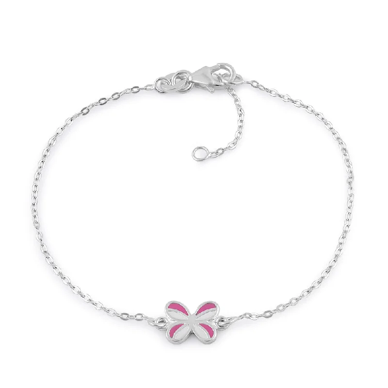 morganite silver bracelet-Sterling Silver Enamel Butterfly Bracelet