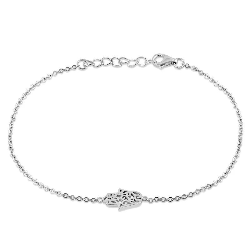 pearl interlocked bracelet-Sterling Silver Hamsa Bracelet