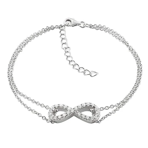 sprig gold bracelet-Sterling Silver Infinity CZ Bracelet