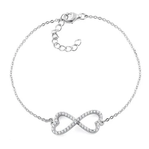 sturdy silver bracelet-Sterling Silver Infinity Heart CZ Bracelet