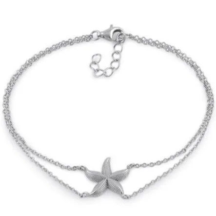 ripple-shaped chain bracelet-Sterling Silver Starfish Bracelet