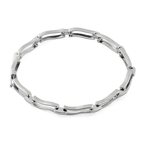 tech rivet bracelet-Sterling Silver Stylish Wave Bracelet