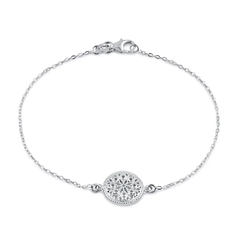 adaptable chain bracelet-Sterling Silver Vintage Flower Bracelet