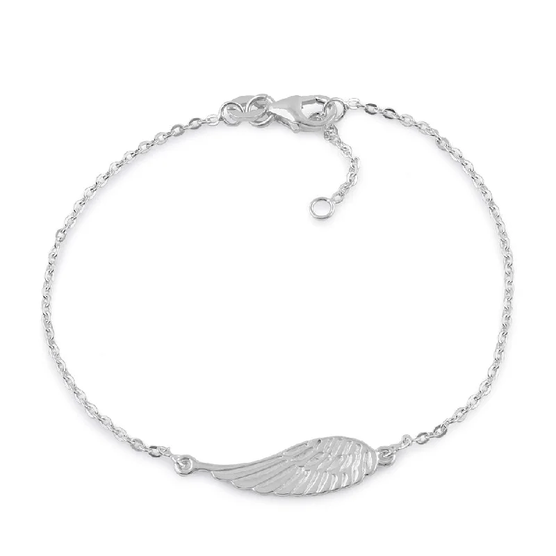 chiseled letter bracelet-Sterling Silver Wing Bracelet