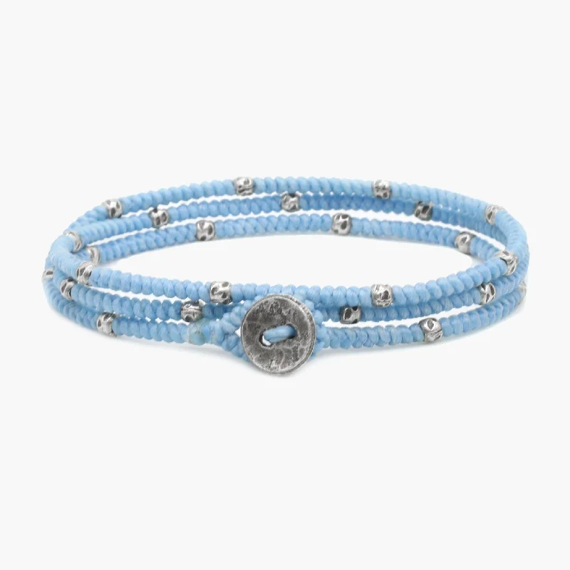 adaptable silver bracelet-3mm Triple Wrap "Kamasan" Braided Bracelet (Light Blue)