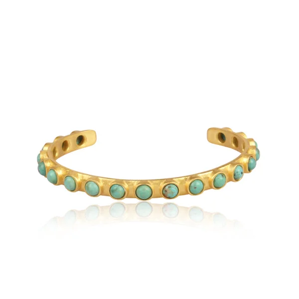 adaptable beaded bracelet-Turquoise Studded Cuff