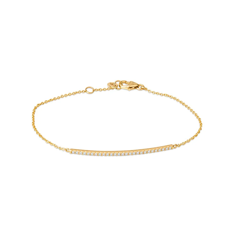 distressed silver bracelet-Vivian 14K Gold Diamond Bar Bracelet