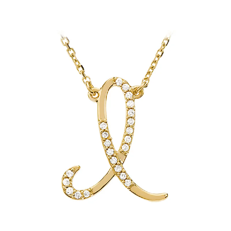 chiseled monogram necklace-1/10 Ctw Diamond 14k Yellow Gold Medium Script Initial I Necklace 17in