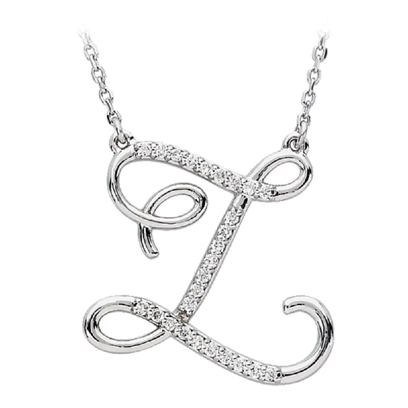 interlocked love necklace-1/8 Ctw Diamond Sterling Silver Medium Script Initial Z Necklace, 16in