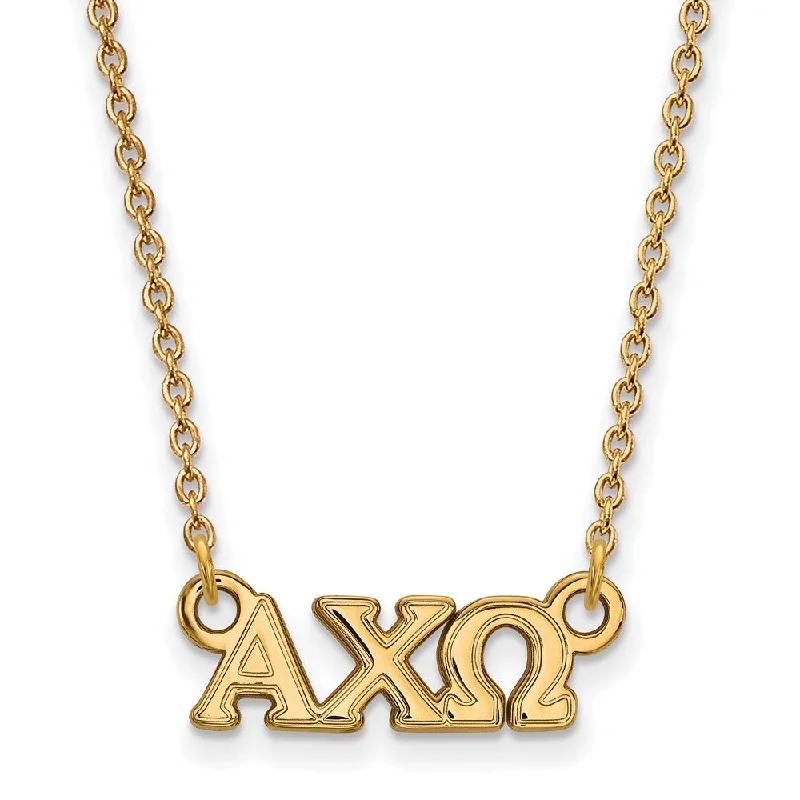 ripple-shaped pendant necklace-14K Plated Silver Alpha Chi Omega XS (Tiny) Necklace