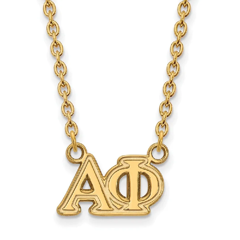 interlocked gold necklace-14K Plated Silver Alpha Phi Medium Necklace