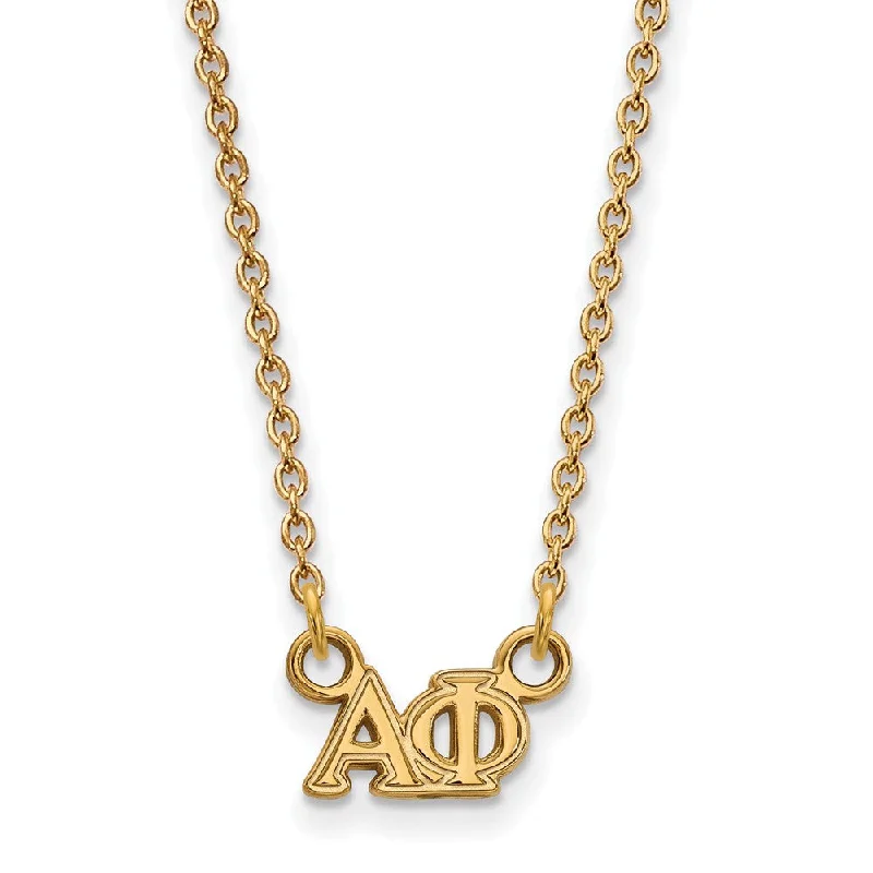 pearl interlocked necklace-14K Plated Silver Alpha Phi XS (Tiny) Greek Letters Necklace