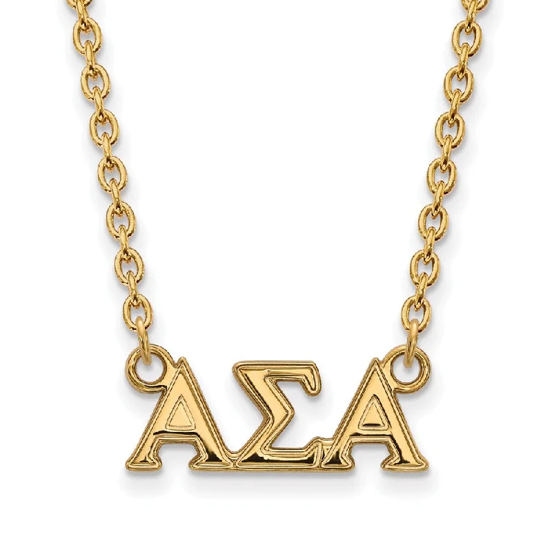 raw silver necklace-14K Plated Silver Alpha Sigma Alpha Medium Necklace