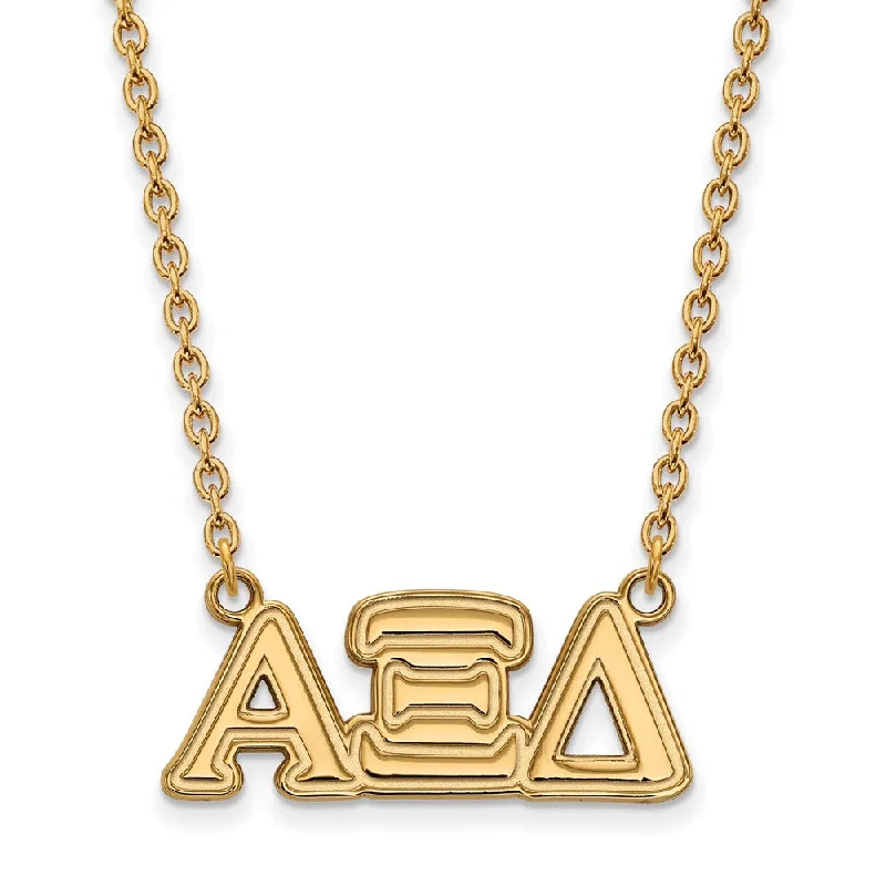 glowing gold necklace-14K Plated Silver Alpha Xi Delta Medium Necklace