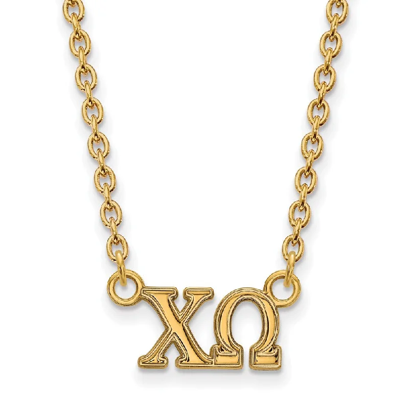 interlocked love necklace-14K Plated Silver Chi Omega Medium Necklace