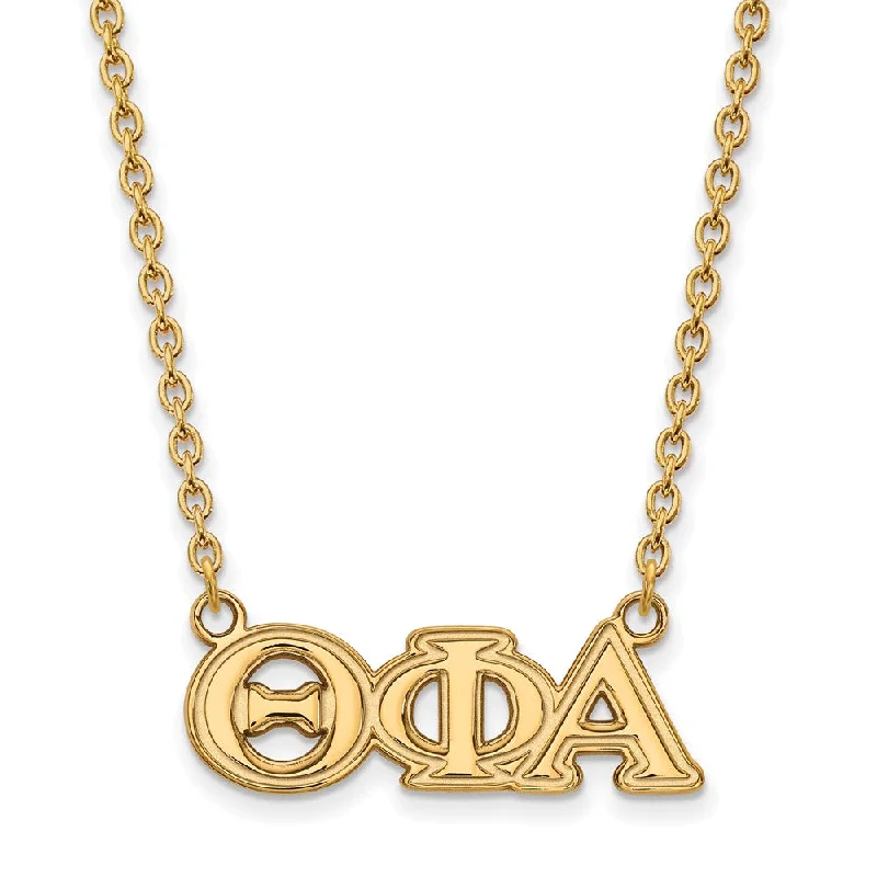 sturdy silver necklace-14K Plated Silver Theta Phi Alpha Medium Necklace