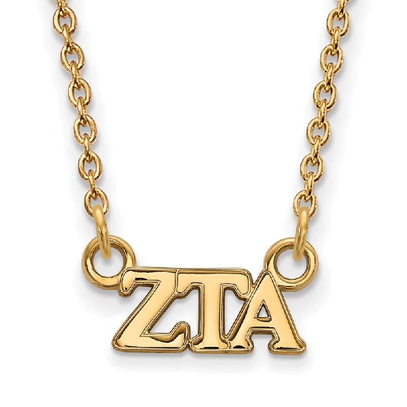 coiled pendant necklace-14K Plated Silver Zeta Tau Alpha XS (Tiny) Greek Letters Necklace