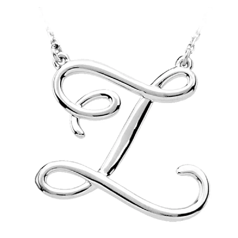 14k White Gold, Olivia Collection, Medium Script Initial Z Necklace