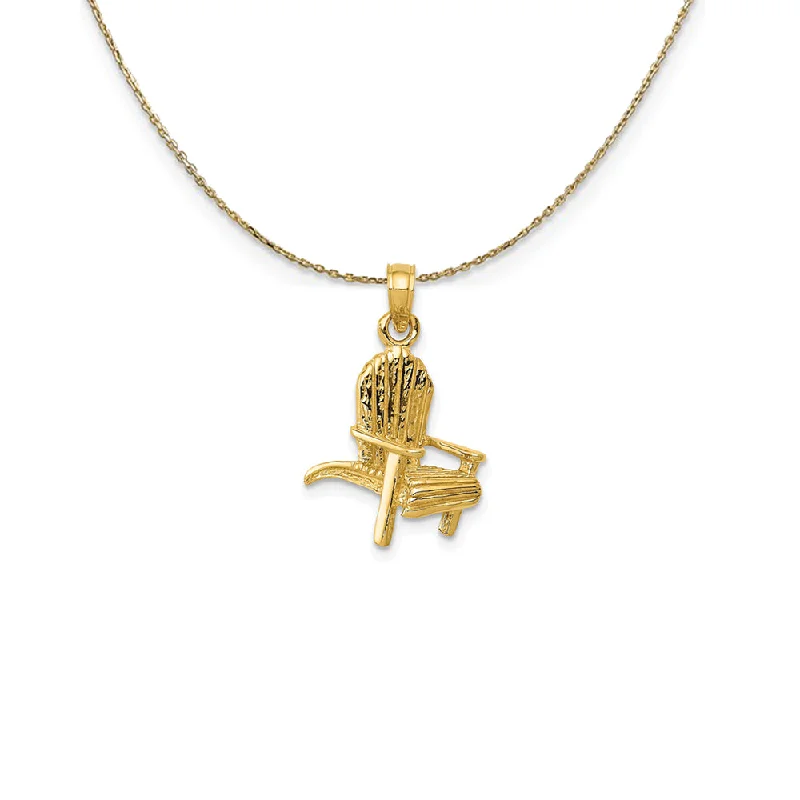 slender couple necklace-14k Yellow Gold 3D Adirondack Chair Necklace