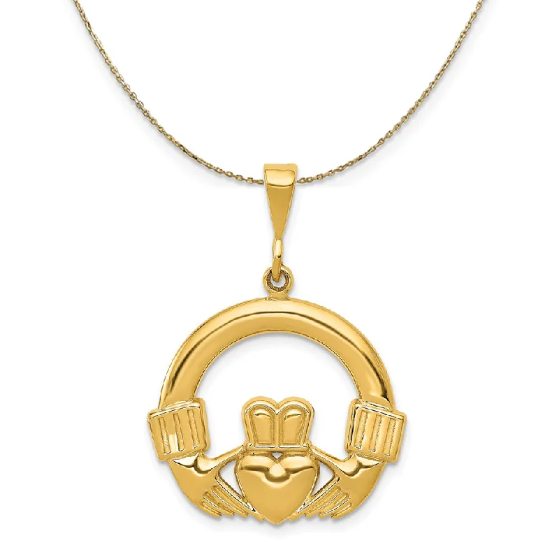 14k Yellow Gold Claddagh Necklace