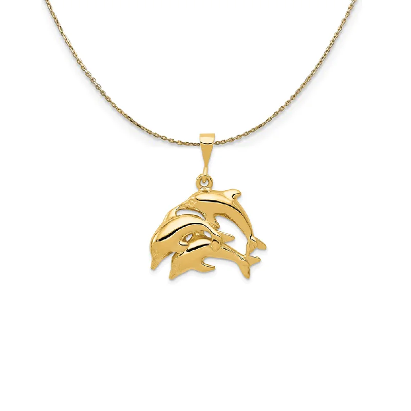 sprig gold necklace-14k Yellow Gold Dolphin Pod Necklace