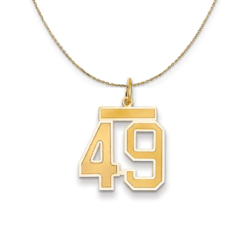 14k Yellow Gold, Jersey, Med Number 49 Necklace