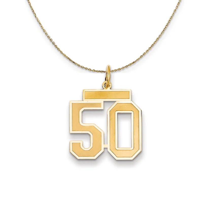 14k Yellow Gold, Jersey, Med Number 50 Necklace