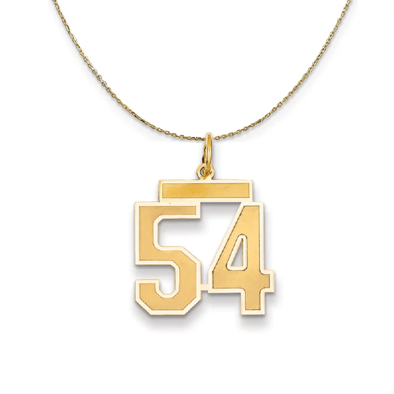 14k Yellow Gold, Jersey, Med Number 54 Necklace