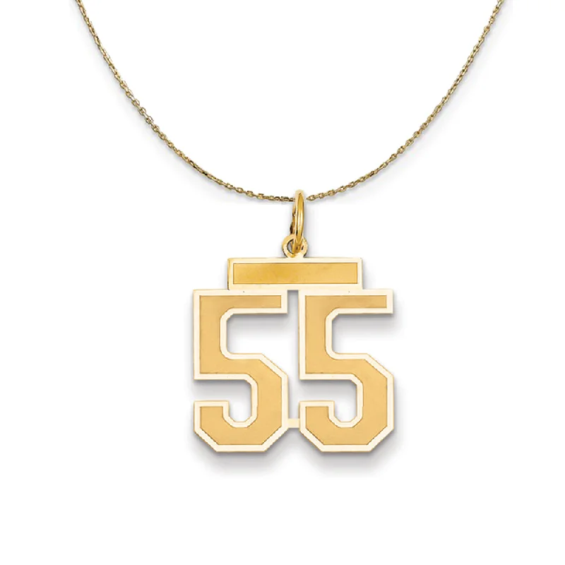 14k Yellow Gold, Jersey, Med Number 55 Necklace