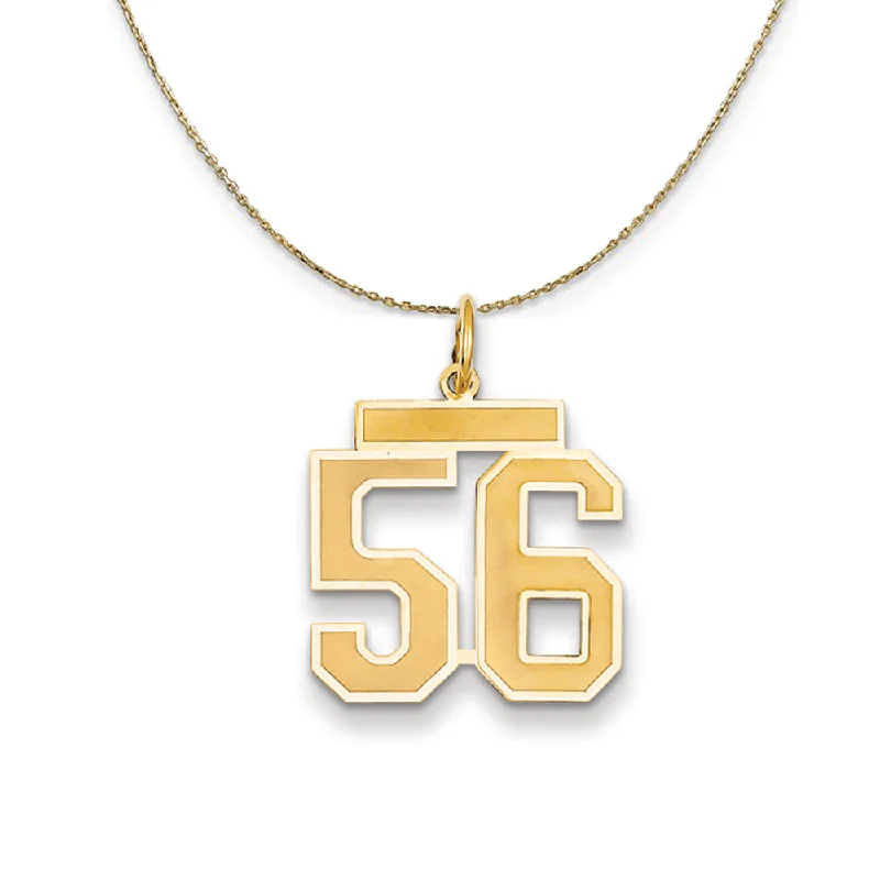 14k Yellow Gold, Jersey, Med Number 56 Necklace