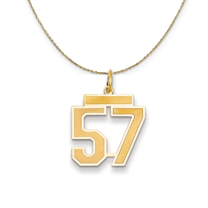 14k Yellow Gold, Jersey, Med Number 57 Necklace