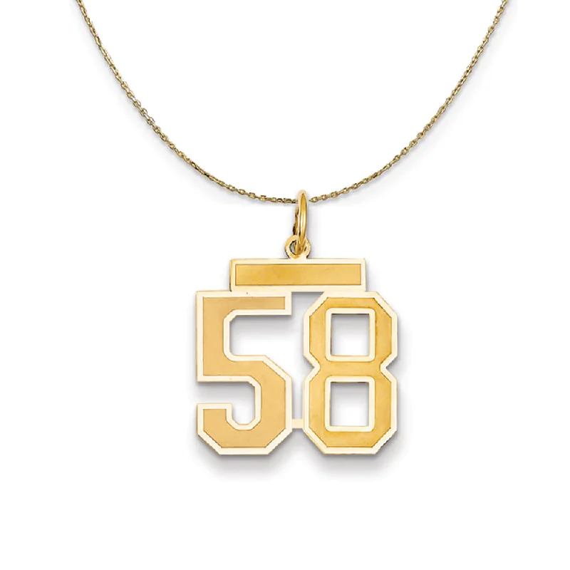 14k Yellow Gold, Jersey, Med Number 58 Necklace