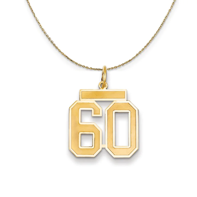 14k Yellow Gold, Jersey, Med Number 60 Necklace