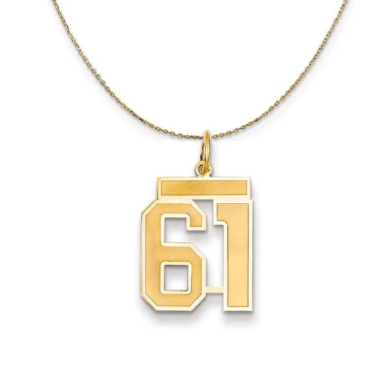 14k Yellow Gold, Jersey, Med Number 61 Necklace