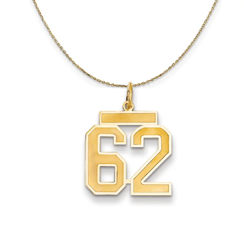 14k Yellow Gold, Jersey, Med Number 62 Necklace