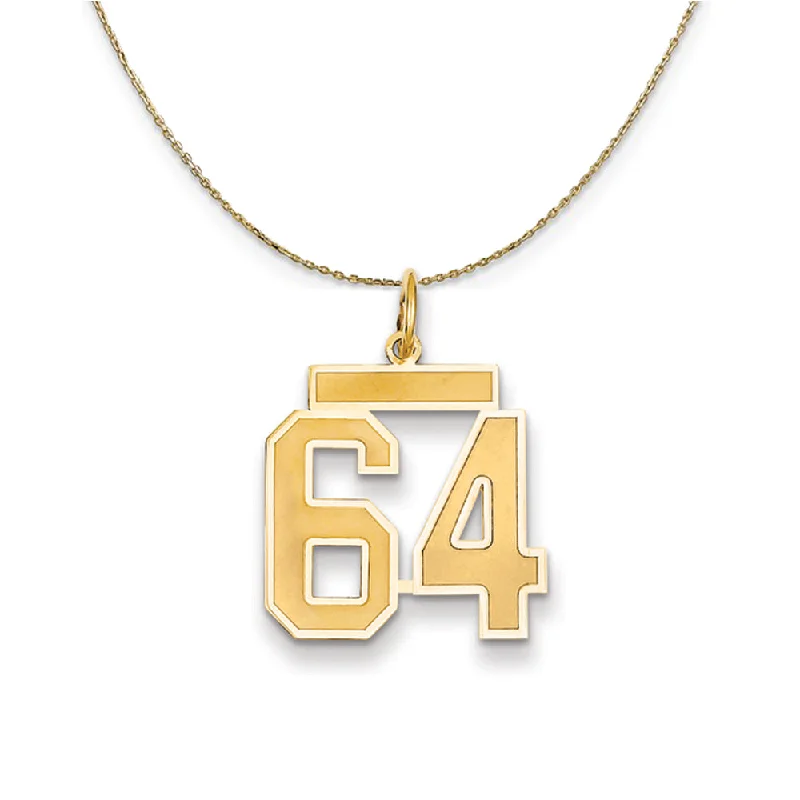 14k Yellow Gold, Jersey, Med Number 64 Necklace