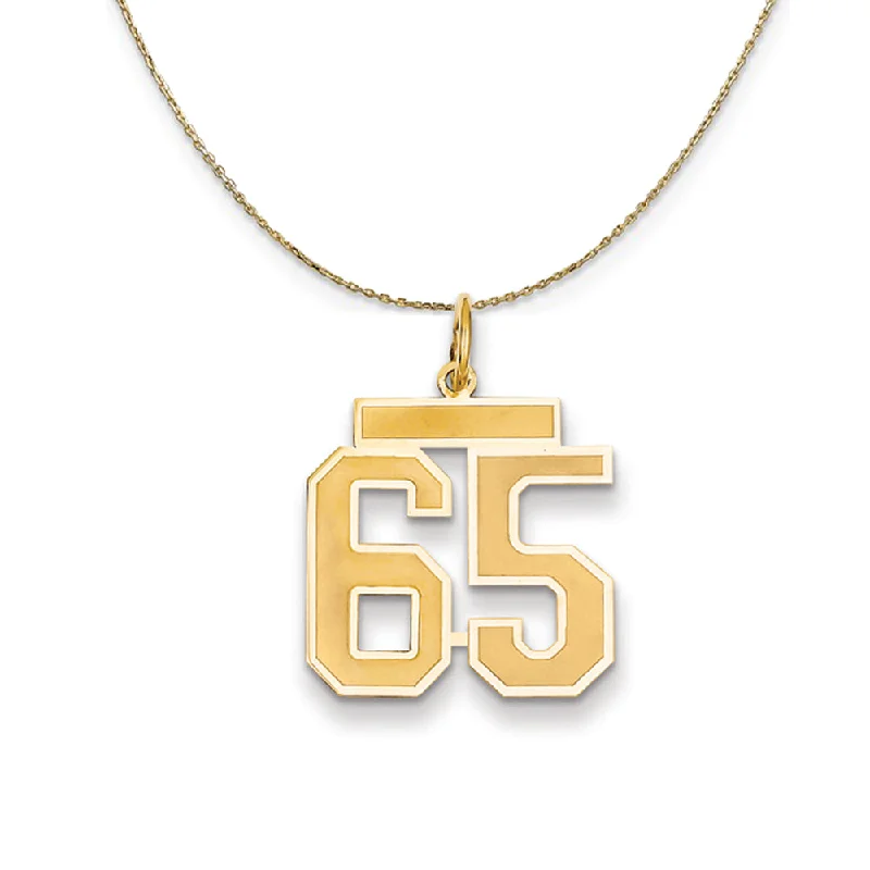 14k Yellow Gold, Jersey, Med Number 65 Necklace