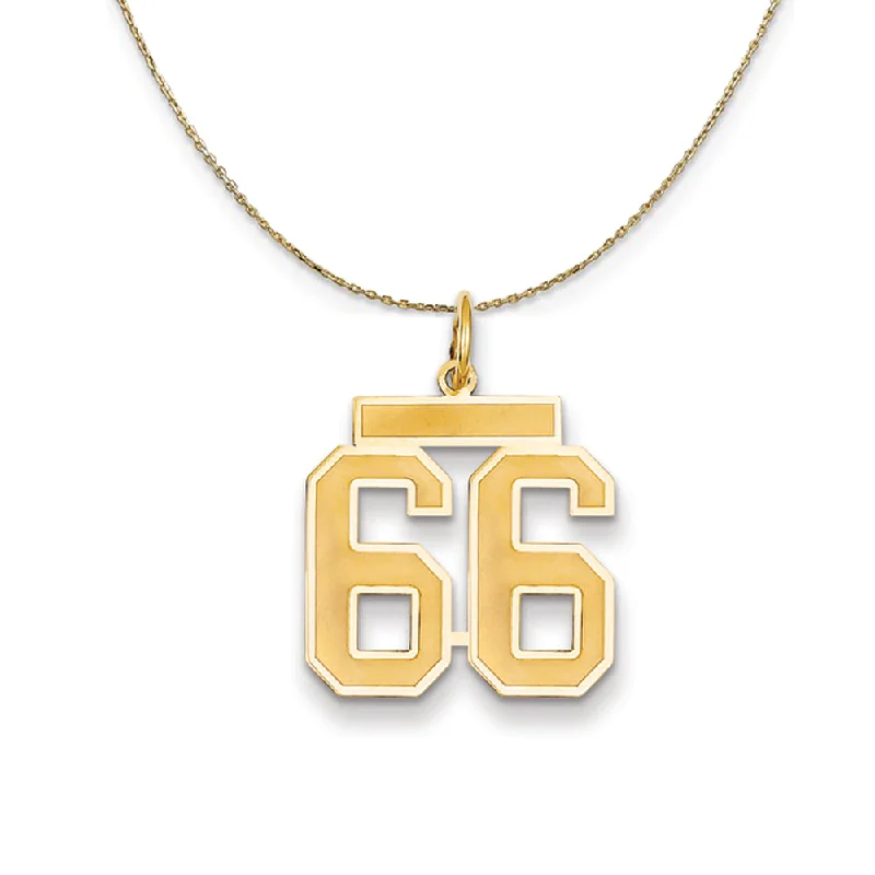 14k Yellow Gold, Jersey, Med Number 66 Necklace