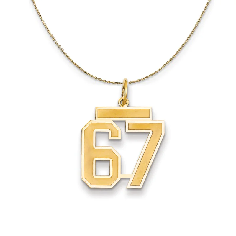 14k Yellow Gold, Jersey, Med Number 67 Necklace