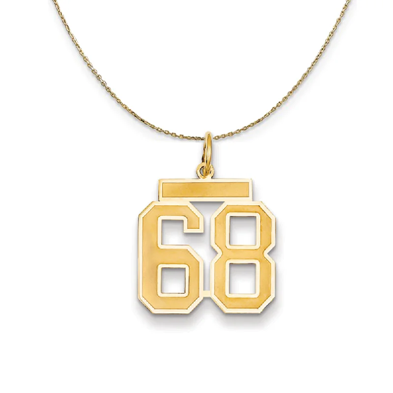 14k Yellow Gold, Jersey, Med Number 68 Necklace